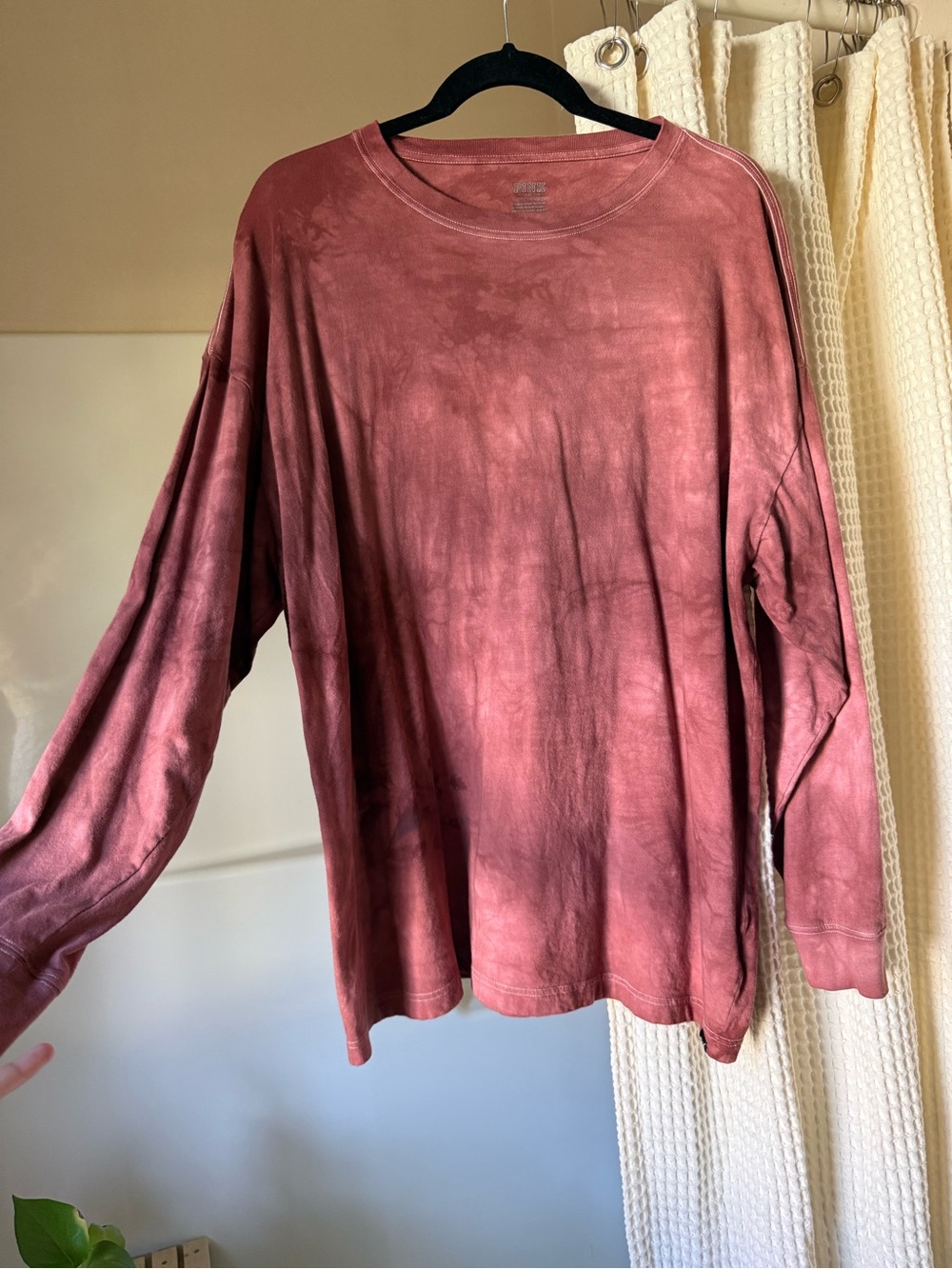 PINK Victoria's Secret Long Sleeve Tie-Dye Crewneck Top - Mauve Rose
